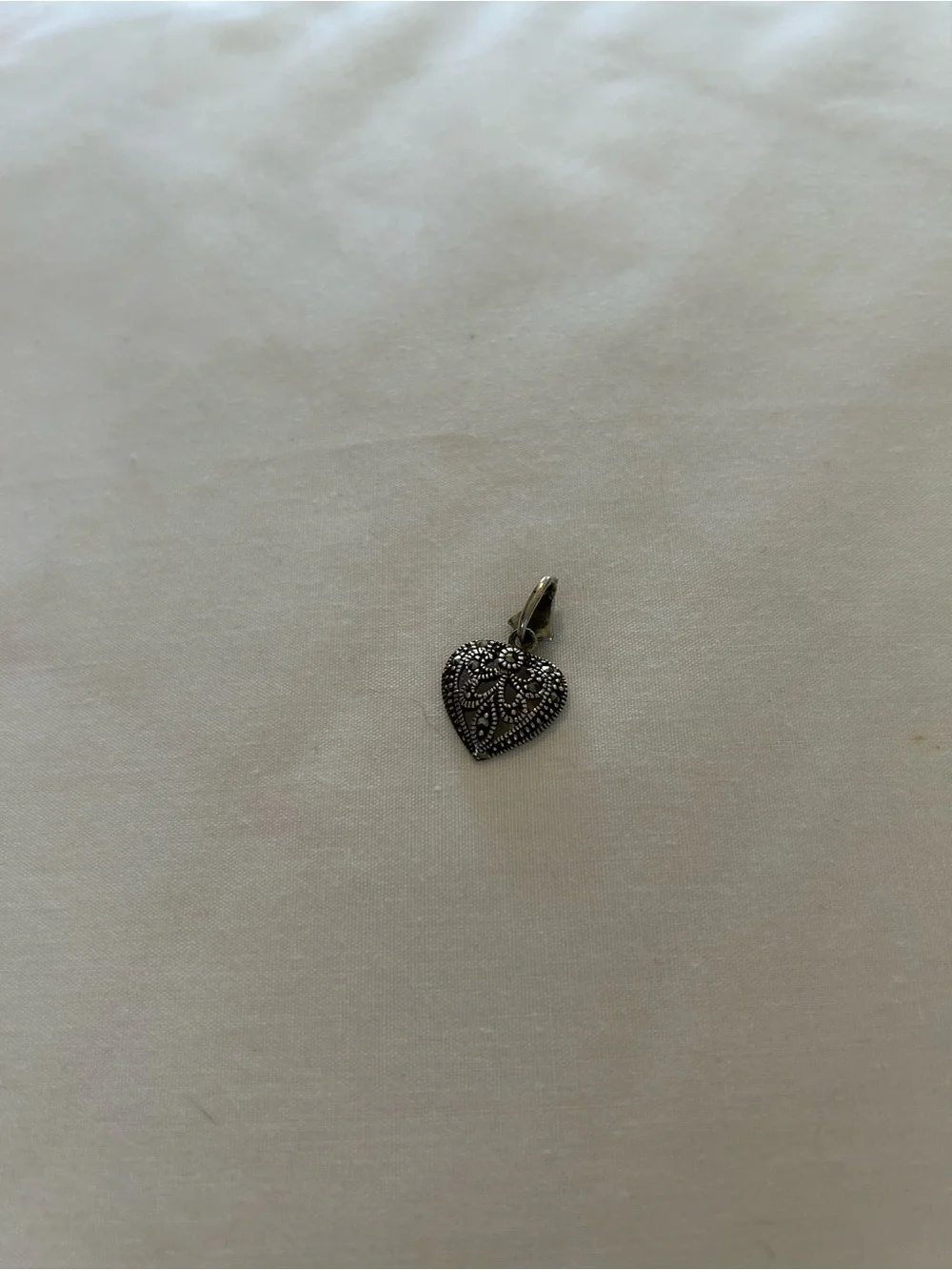 Heart Filigree Pendant Necklace Charm in Black Oxidized Silver